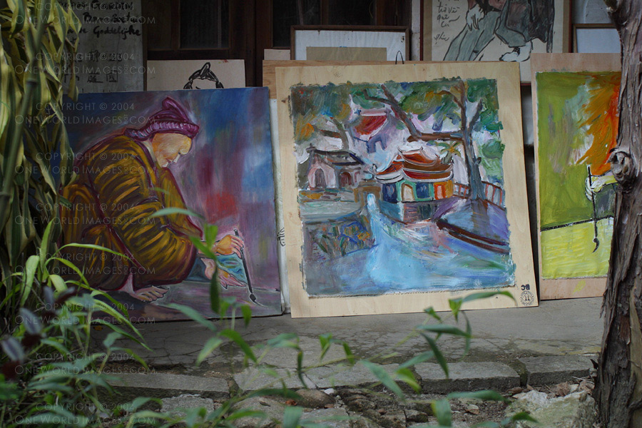 [Photograph: Paintings by the Crazy Monk]